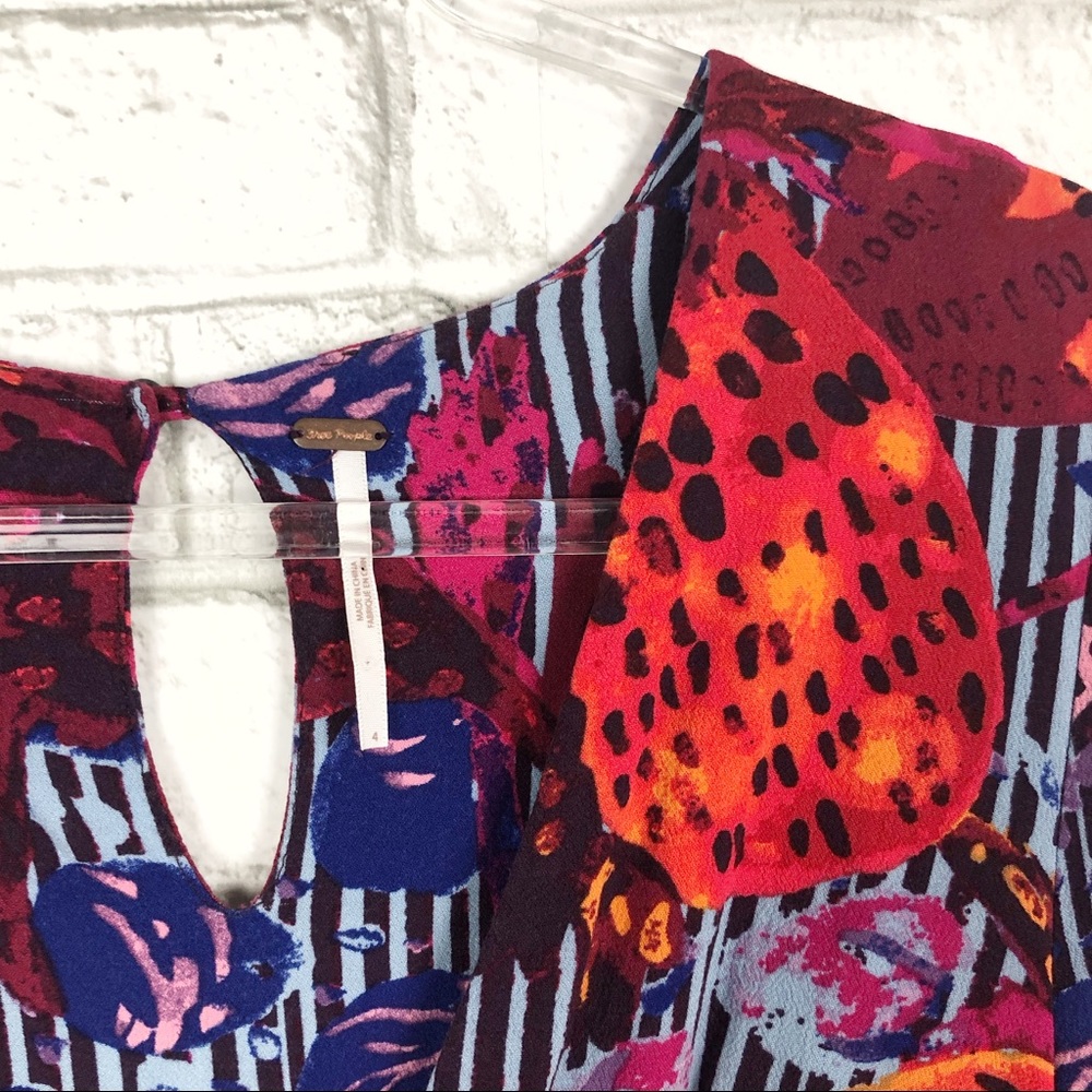 FREE PEOPLE Audrey Romper Sleeve Print Plunging 4 - Picture 5 of 5